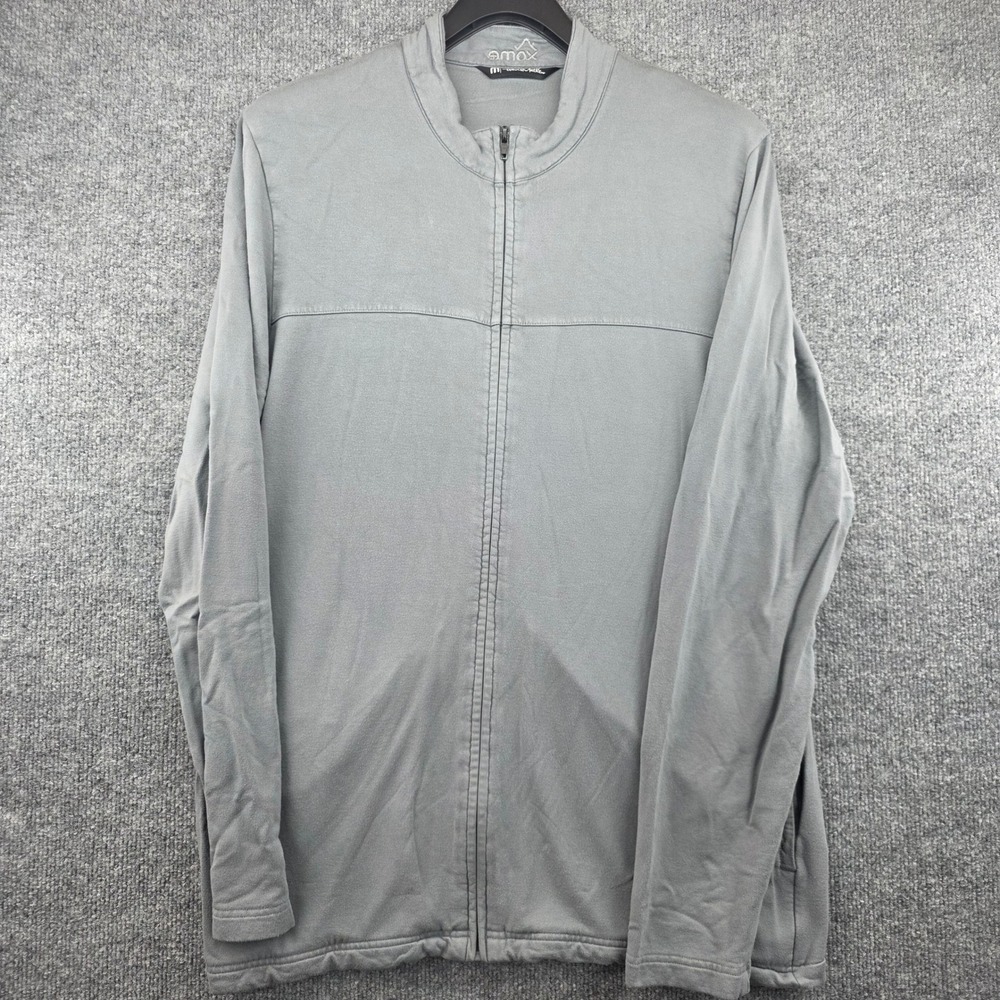 TravisMathew‎ Mens Grey Full Zip Mock Neck Stretch Jacket Size L Xome Logo